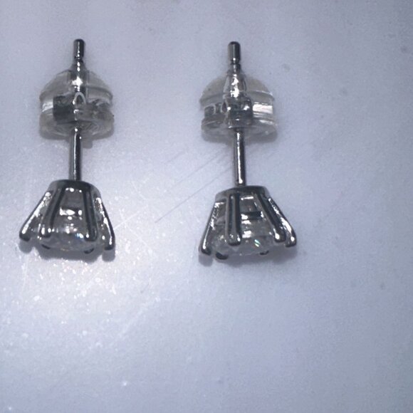 Moissanite Stud Earrings 0.5 Carat Sterling Silver - Picture 6 of 7